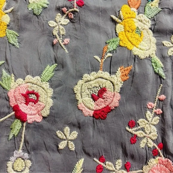 JOHNNY WAS Playa Tunic Women’s Large Gray Embroidered Top Rayon Blouse Boho - Picture 10 of 12